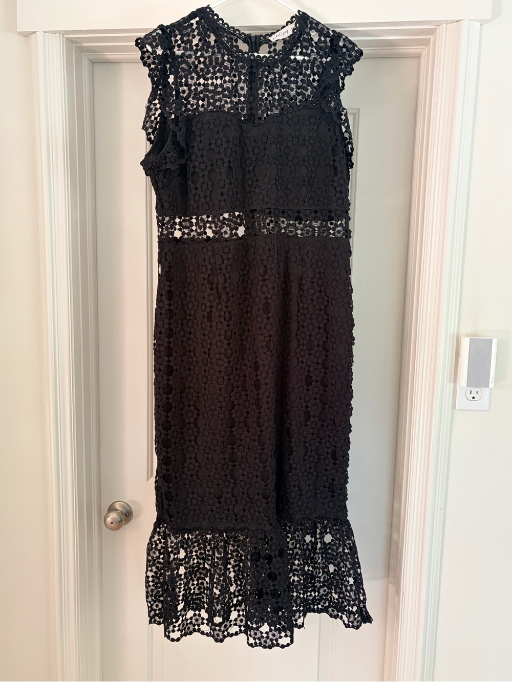 Petal & Pup Black Crochet Midi Dress